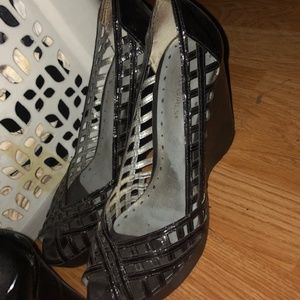 Blacak platform wedge heels